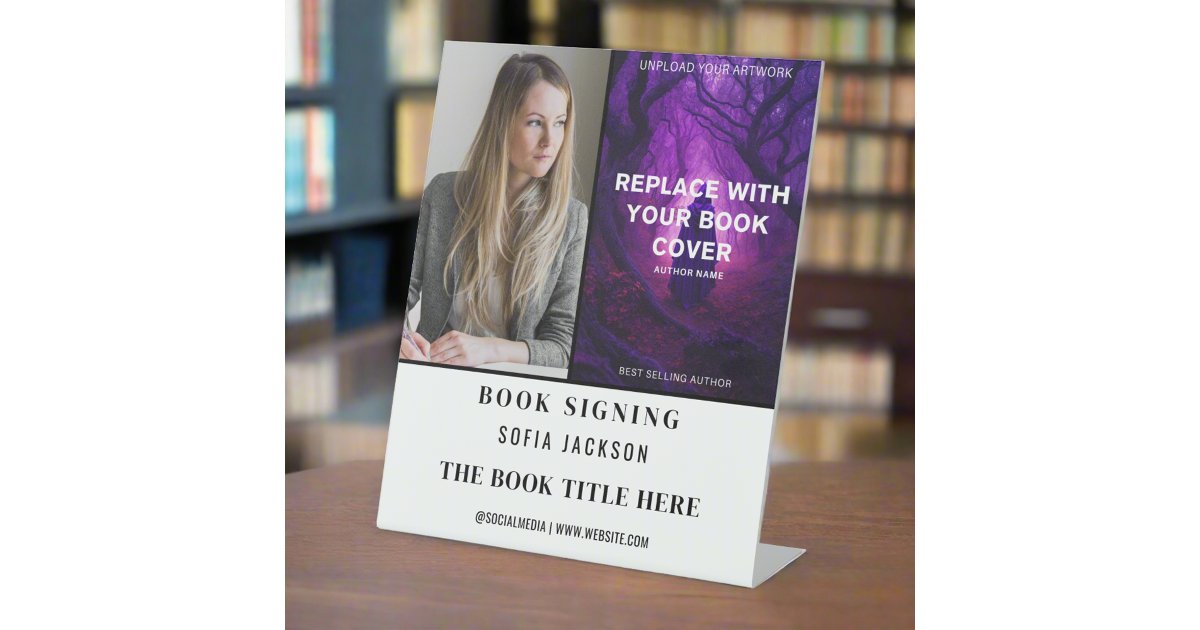 Book Launching Signing Photo Author Marketing Pedestal Sign | Zazzle