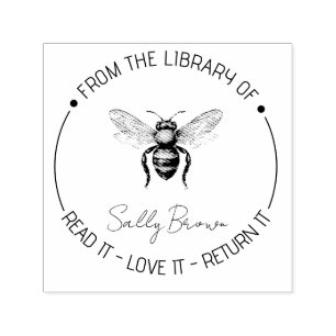 Book library bookplate book stamp Custom BEE