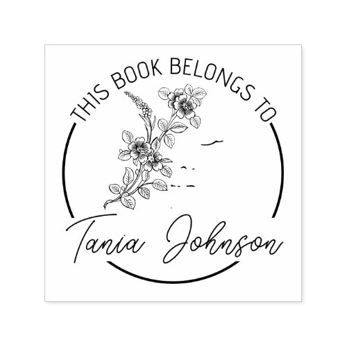 Book library bookplate book stamp Custom floral