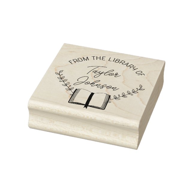 Book library bookplate Custom floral lady fashion  Rubber Stamp (Stamp)