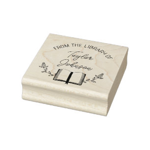Book library bookplate Custom floral lady fashion Rubber Stamp