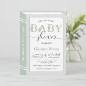 Book Library Sage Green Gender Neutral Baby Shower Invitation (Standing Front)