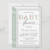 Book Library Sage Green Gender Neutral Baby Shower Invitation (Front)