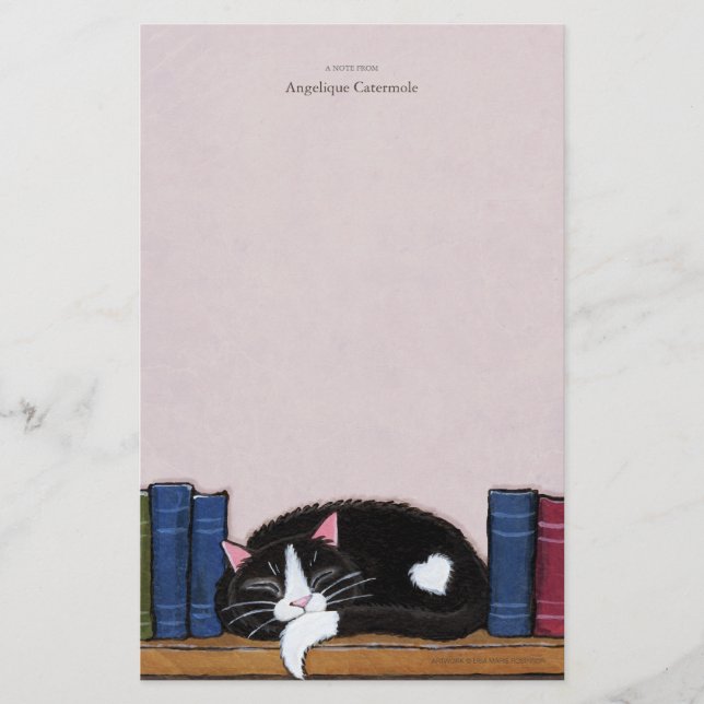Book Love | Cat on a Book Shelf Note Paper (Front)