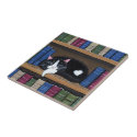 Book Love | Cat Sleeping on Bookcase Tile
