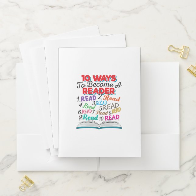 Book Lover 10 Ways to Become a Reader Pocket Folder (In Situ)