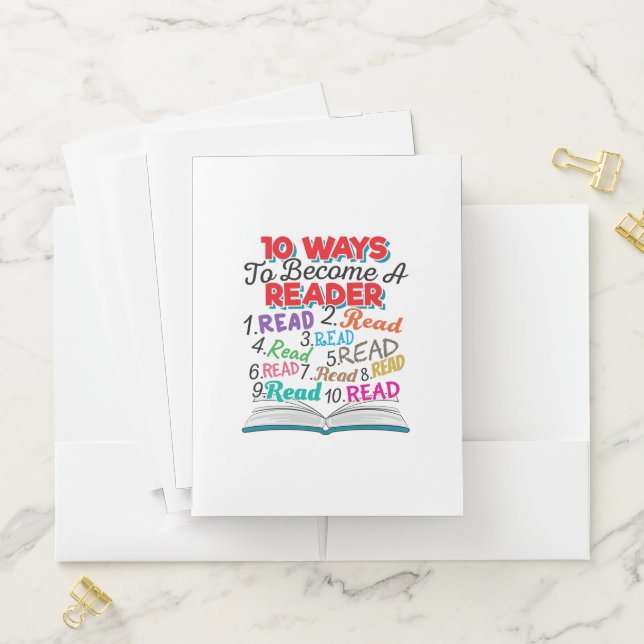 Book Lover 10 Ways to Become a Reader Pocket Folder (In Situ)