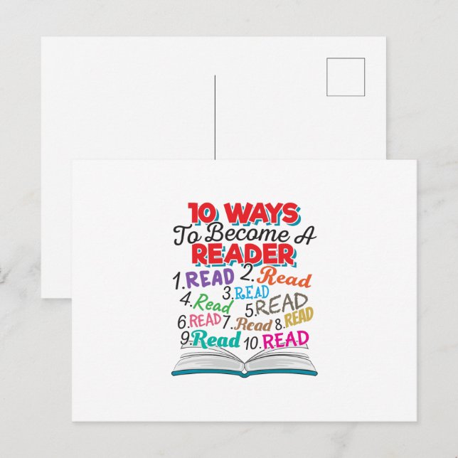 Book Lover 10 Ways to Become a Reader Postcard (Front/Back)