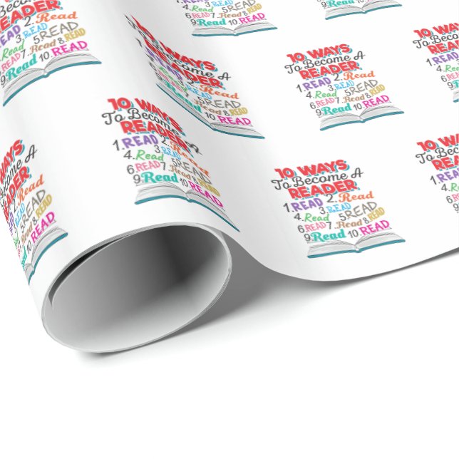 Book Lover 10 Ways to Become a Reader Wrapping Paper (Roll Corner)