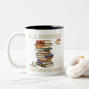 Book Lover All Booked for Christmas Two-Tone Coffee Mug