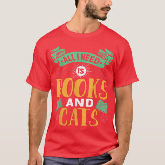 Book Lover And Cat Lover Pun Book Reading Tet Desi T-Shirt