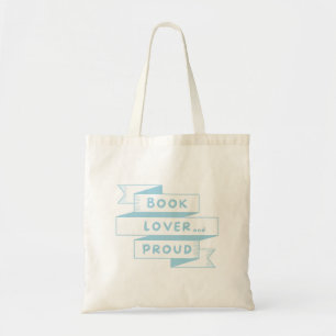 Book Lover and Proud Pastel Blue Retro Tote Bag