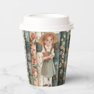 Book Lover Anne of Green Gables Floral Books Paper Cups