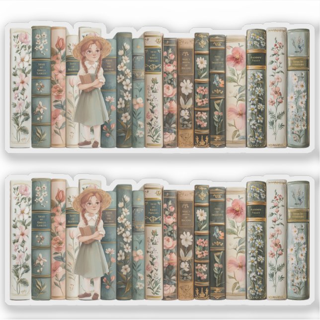 Book Lover | Anne of Green Gables | Floral Books Sticker (Front)