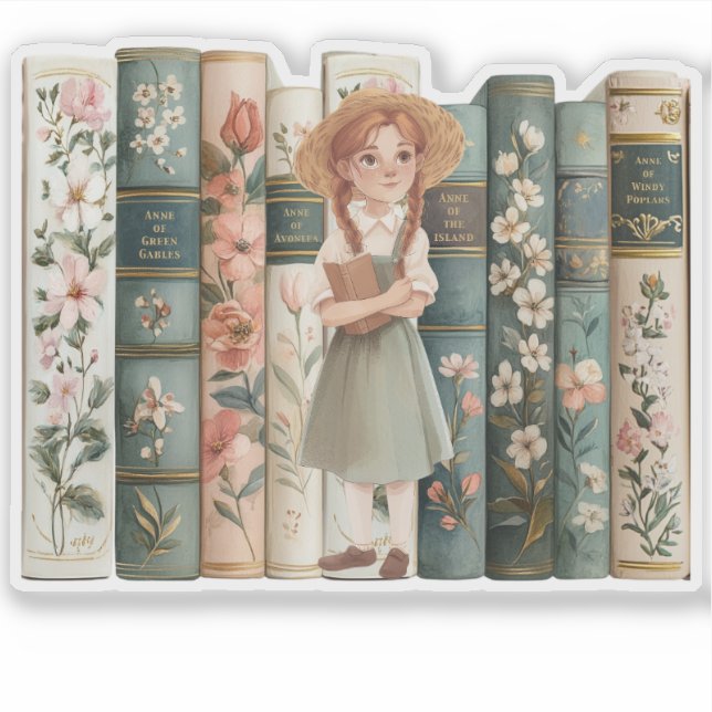 Book Lover | Anne of Green Gables | Floral Books Sticker (Front)