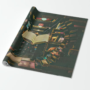 Book lover artwork wrapping paper