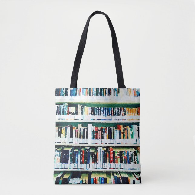 Book Lover Bag, library bookshelf Tote Bag (Front)