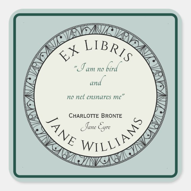 Book Lover Blue Personalized Bookplate Sticker (Front)