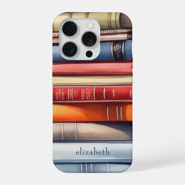 Book Lover Bookstack Personalized iPhone Case (Back)