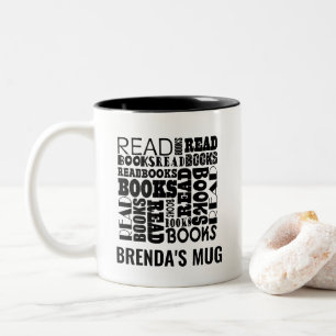 Book Lover Bookworm Librarian Personalized Two-Tone Coffee Mug