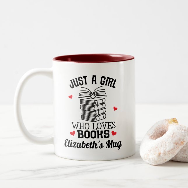 Book Lover Bookworm Reading Gift Two-Tone Coffee Mug (With Donut)