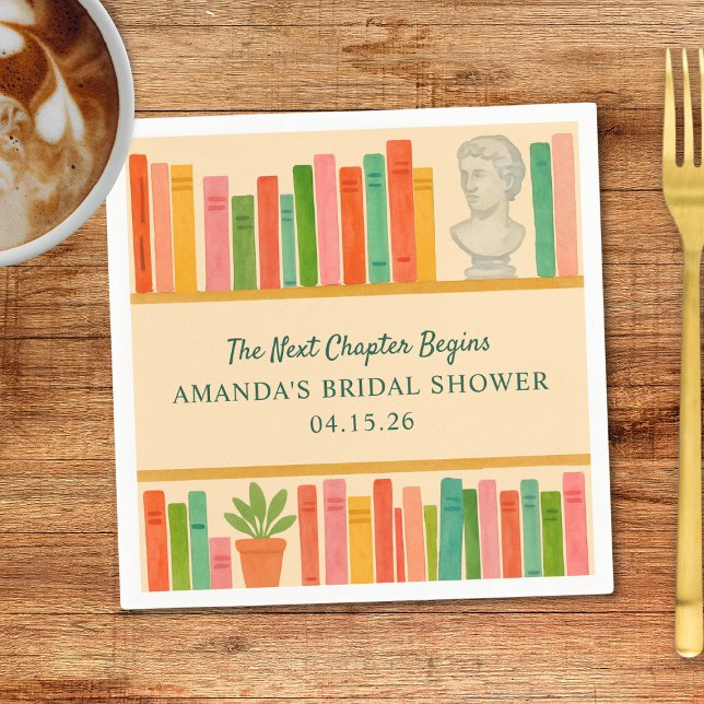 Book Lover Bridal Shower | Chic Fun "New Chapter"  Napkins (Creator Uploaded)