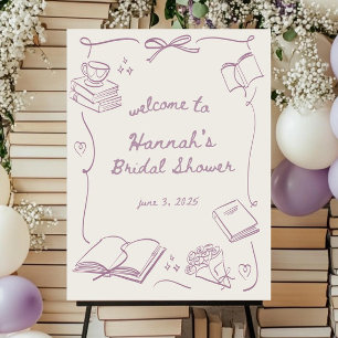 Book Lover Bridal Shower Welcome Sign: Editable Foam Board