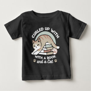 Book Lover Cat Illustration - Curled Up & Cozy Baby T-Shirt