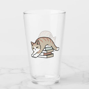 Book Lover Cat Illustration - Curled Up & Cozy Glass