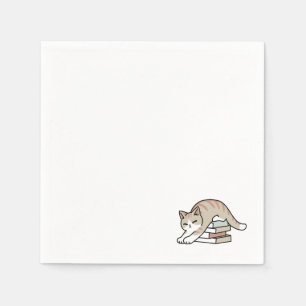 Book Lover Cat Illustration - Curled Up & Cozy Napkins