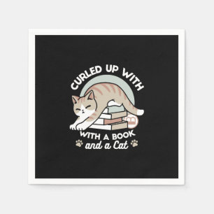 Book Lover Cat Illustration - Curled Up & Cozy Napkins