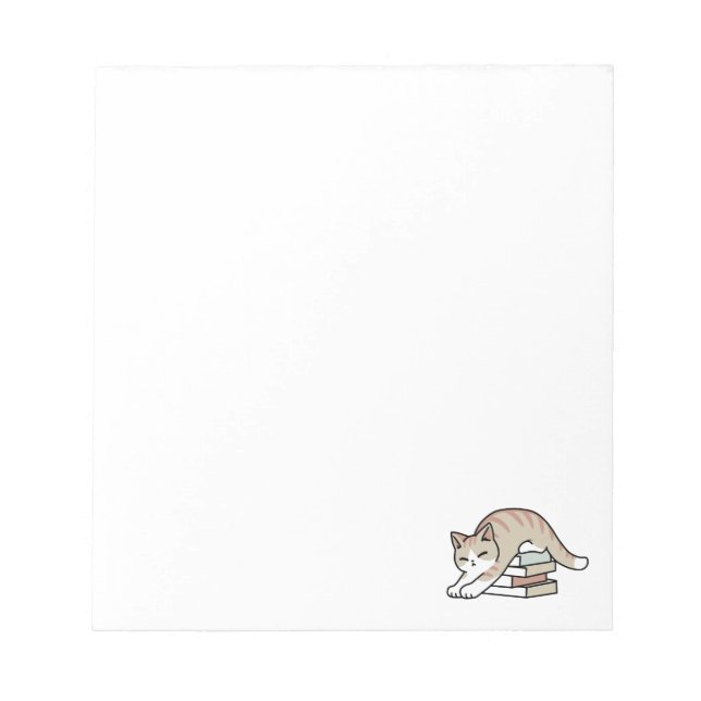 Book Lover Cat Illustration - Curled Up & Cozy Notepad (Front)