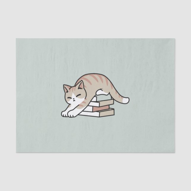Book Lover Cat Illustration - Curled Up & Cozy Tissue Paper (Front)