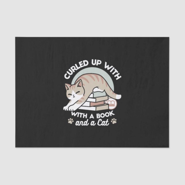 Book Lover Cat Illustration - Curled Up & Cozy Tissue Paper (Front)