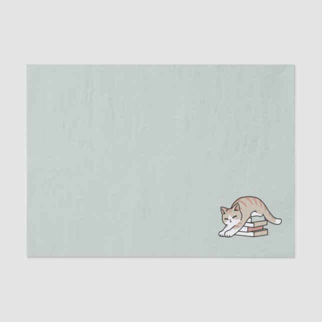 Book Lover Cat Illustration - Curled Up & Cozy Tissue Paper (Front)