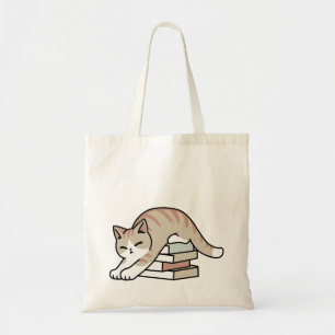Book Lover Cat Illustration - Curled Up & Cozy Tote Bag