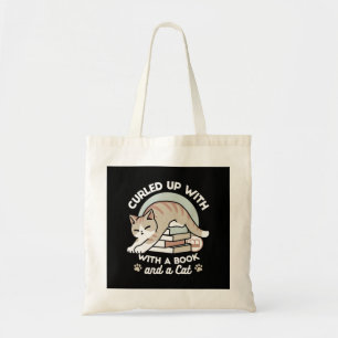Book Lover Cat Illustration - Curled Up & Cozy Tote Bag