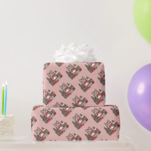 book lover cat lover wrapping paper