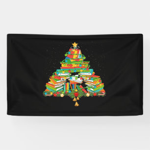 Book Lover Christmas Tree Bookworm Librarian Banner