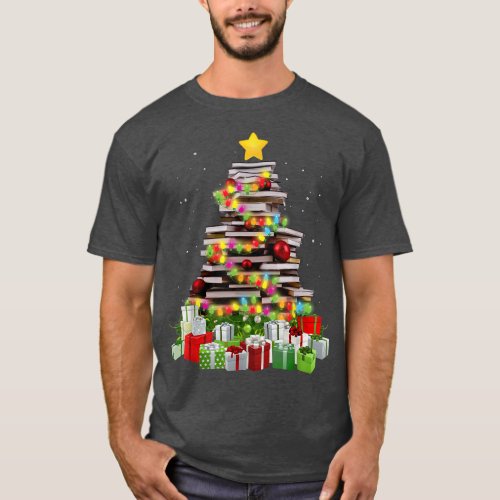 Book Lover Christmas Tree Bookworm Librarian Chris T_Shirt