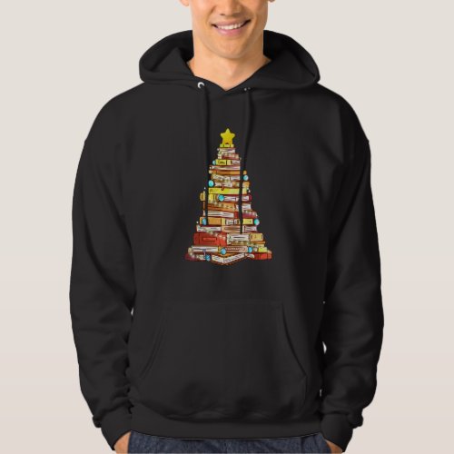 Book Lover Christmas Tree Bookworm Librarian Merry Hoodie