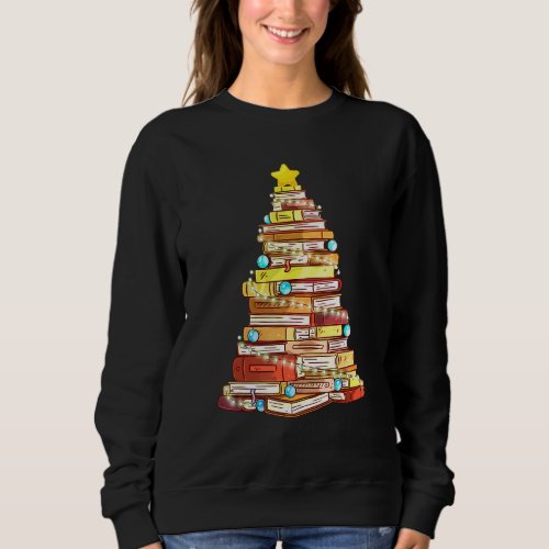 Book Lover Christmas Tree Bookworm Librarian Merry Sweatshirt