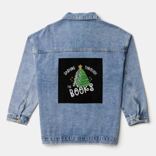 Book Lover Christmas Tree  Holiday Reading  Denim Jacket