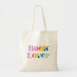 Book lover colorful retro typography trendy tote bag