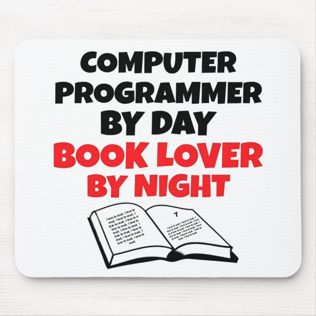 Book Lover Computer Programmer Mouse Pad (Front)