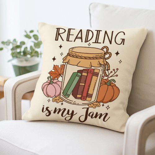 Book Lover Cozy Fall  Throw Pillow