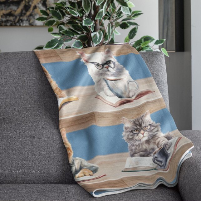 book lover cozy reading blanket cat library (Creator Uploaded)