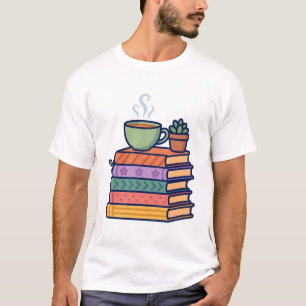 Book Lover Cozy Reading Stack Gift Art T-Shirt