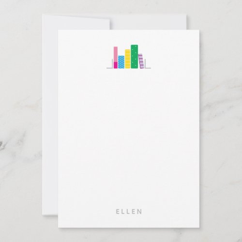 Book Lover Custom Name Note Card