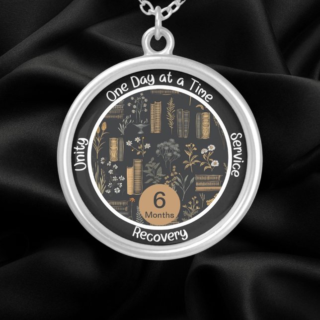 Book Lover - Custom Sobriety Gift Silver Plated Necklace (Creator Uploaded)